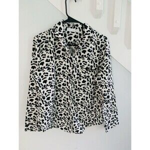 New York & Company SLEEP  Flannel Pajamas TOP  Animal Leopard Print Medi…